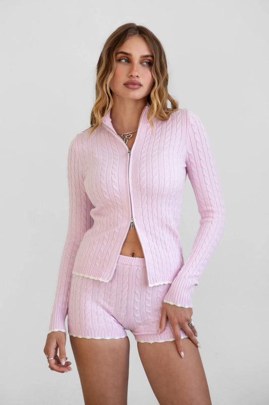 Le Petit ‘Blush’ Cable Knit Set