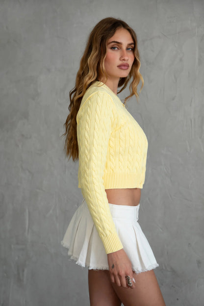 Noah Cable Knit Cardigan Top