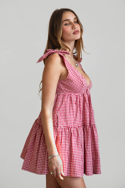 Brea Linen Gingham Mini Dress