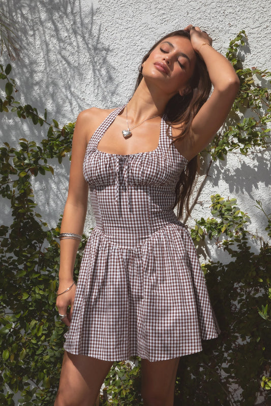Annabelle Gingham Linen Mini Dress
