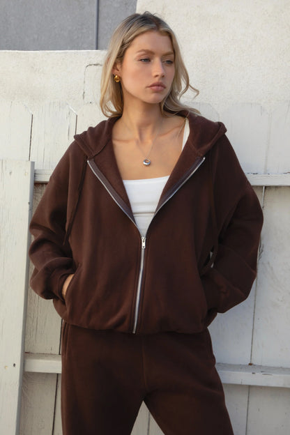Oversized Cocoa Zip Up Hoodie