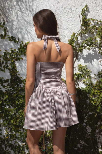 Annabelle Gingham Linen Mini Dress