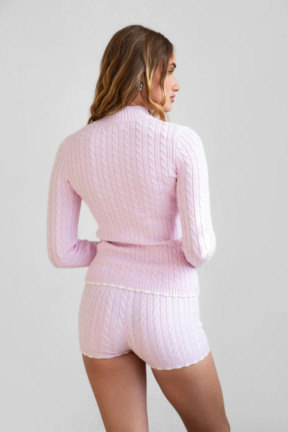 Le Petit ‘Blush’ Cable Knit Set