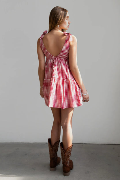 Brea Linen Gingham Mini Dress