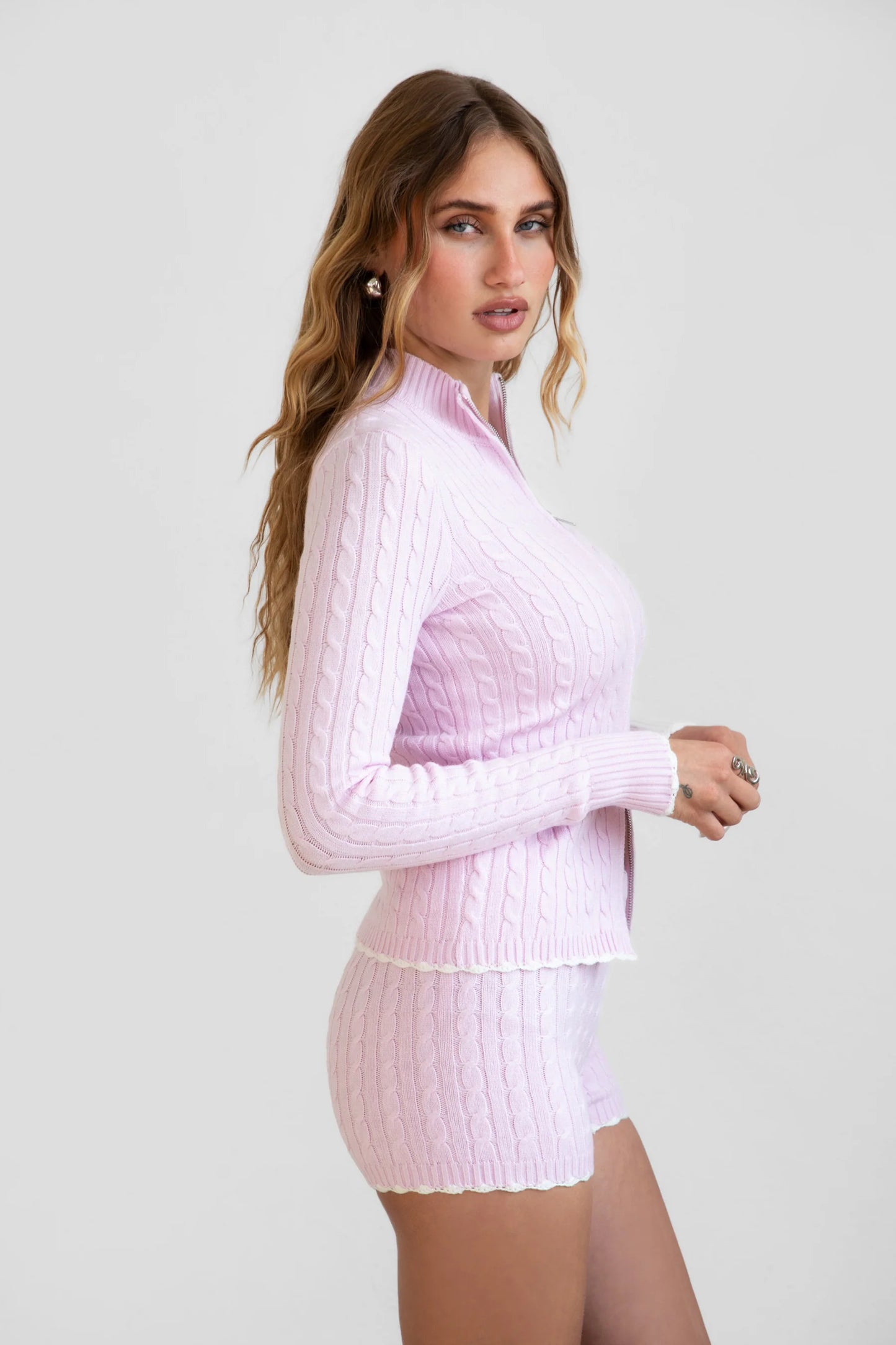 Le Petit ‘Blush’ Cable Knit Set