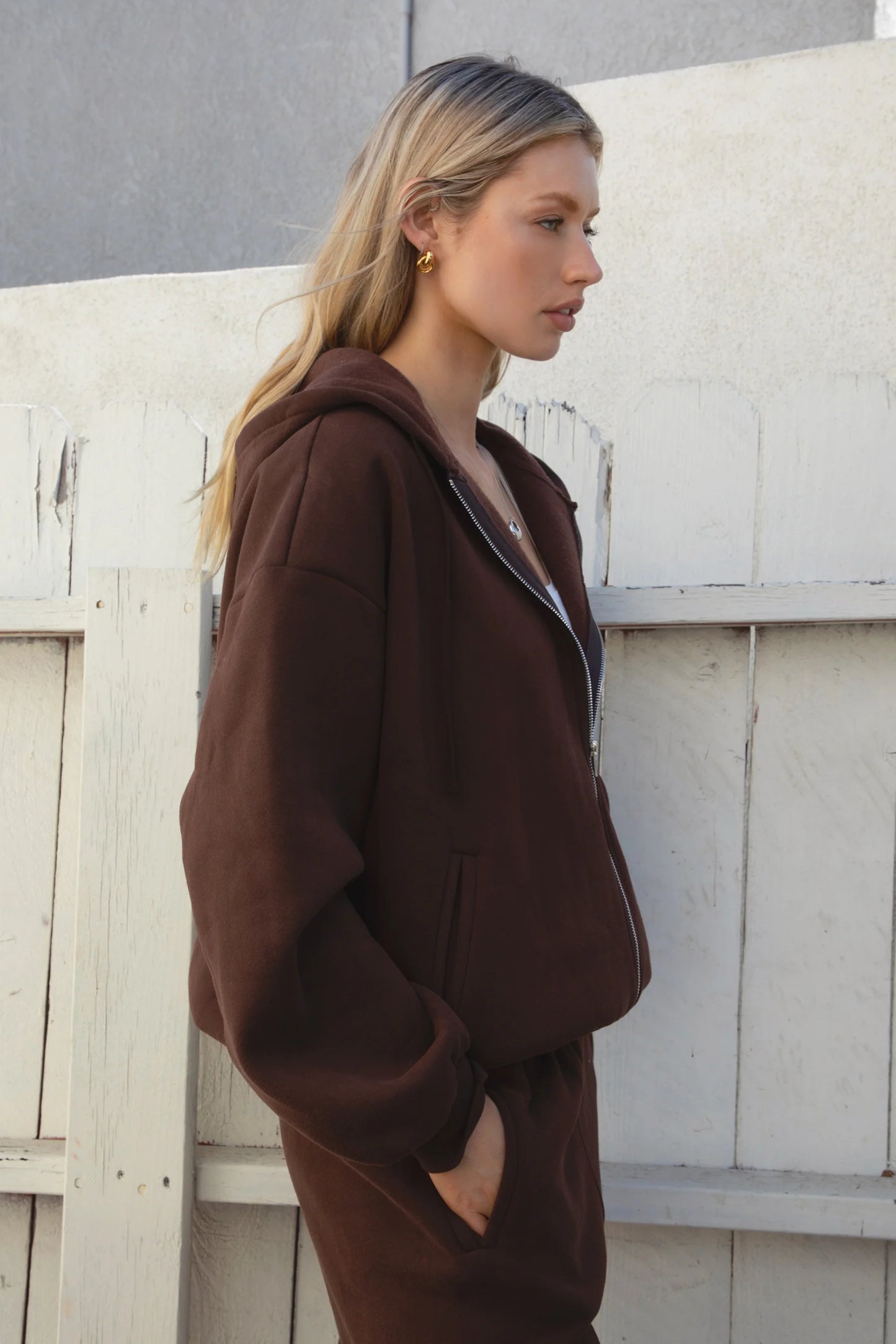 Oversized Cocoa Zip Up Hoodie
