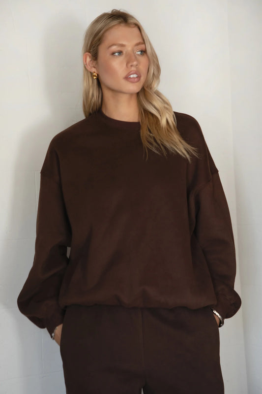 Oversized Cacao Crewneck Pullover