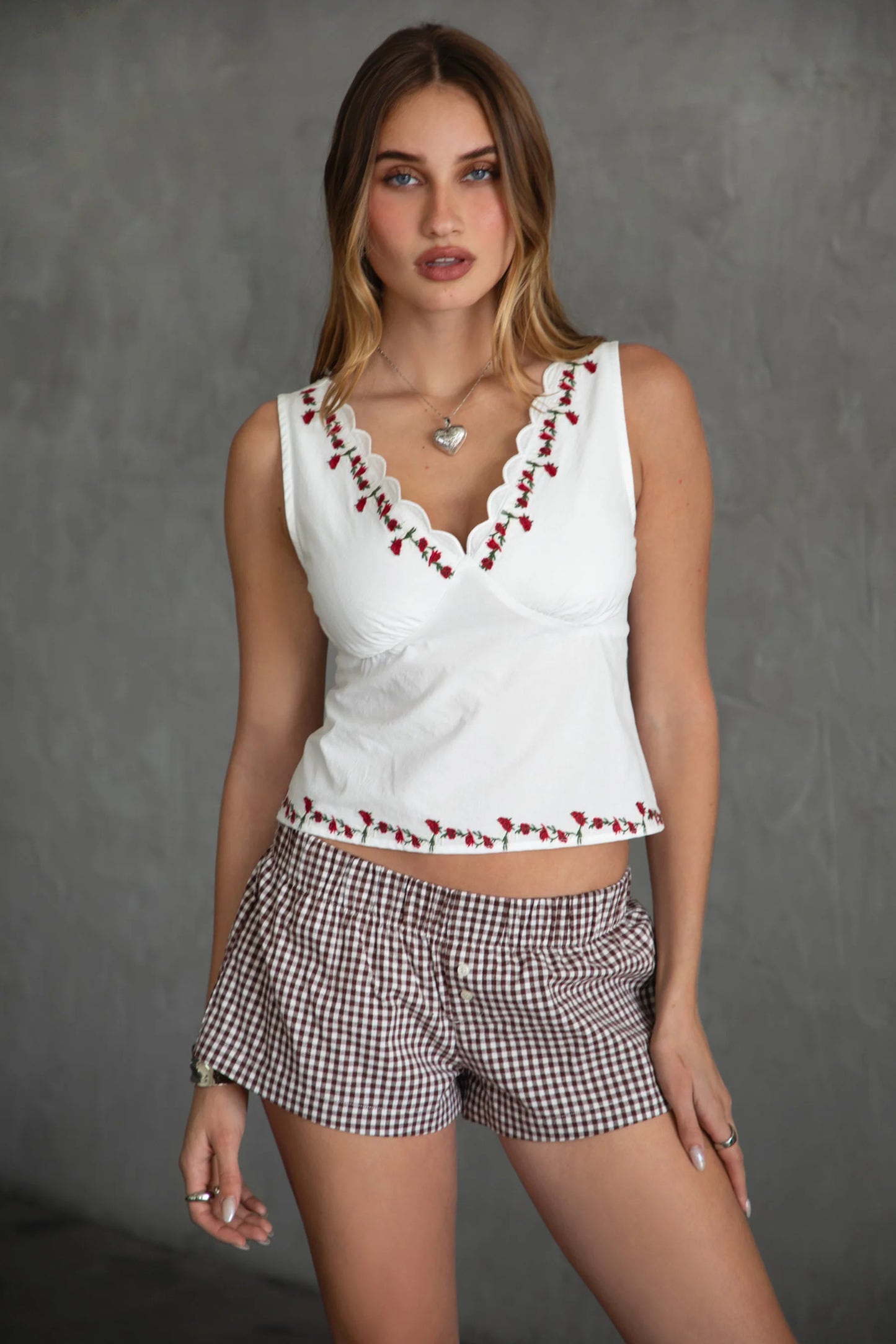 Rosie Poplin Cotton Embroidered Top
