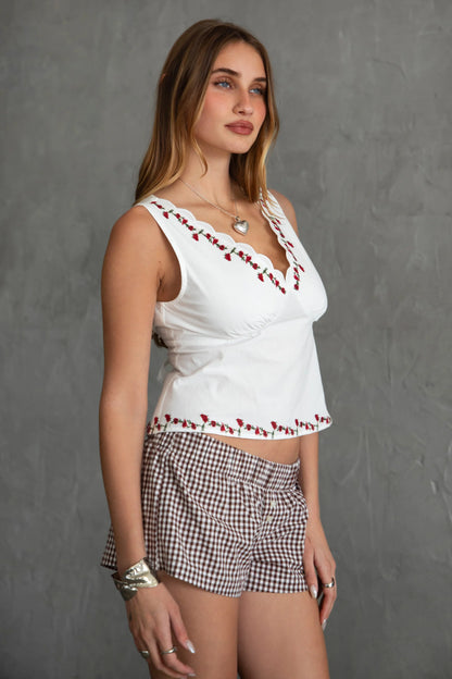 Rosie Poplin Cotton Embroidered Top